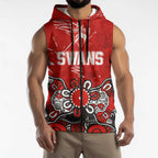 Personalized Sydney Swans Sleeveless Zip Hoodie Aboriginal Dot Painting Graffiti Style