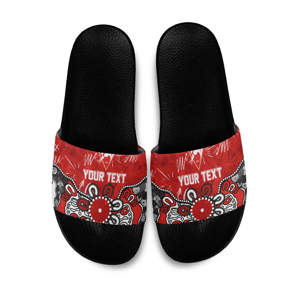 Personalized Sydney Swans Slide Sandals Aboriginal Dot Painting Graffiti Style