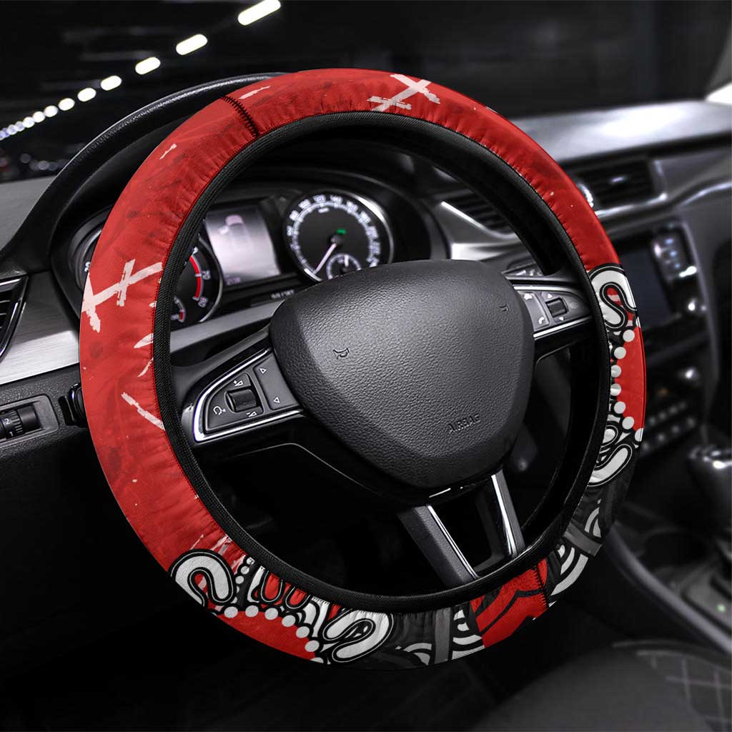 Sydney Swans Steering Wheel Cover Aboriginal Dot Painting Graffiti Style