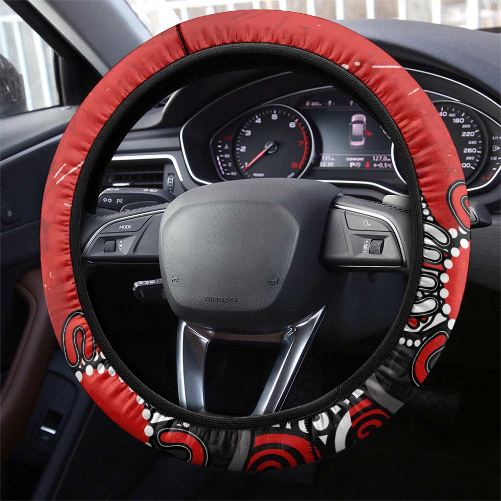 Sydney Swans Steering Wheel Cover Aboriginal Dot Painting Graffiti Style