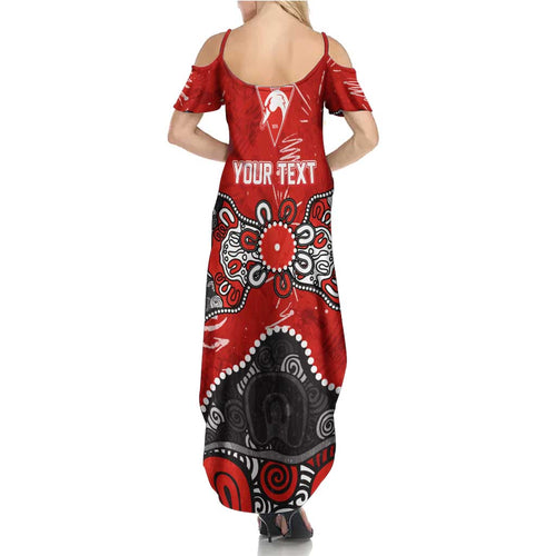 Personalized Sydney Swans Summer Maxi Dress Aboriginal Dot Painting Graffiti Style