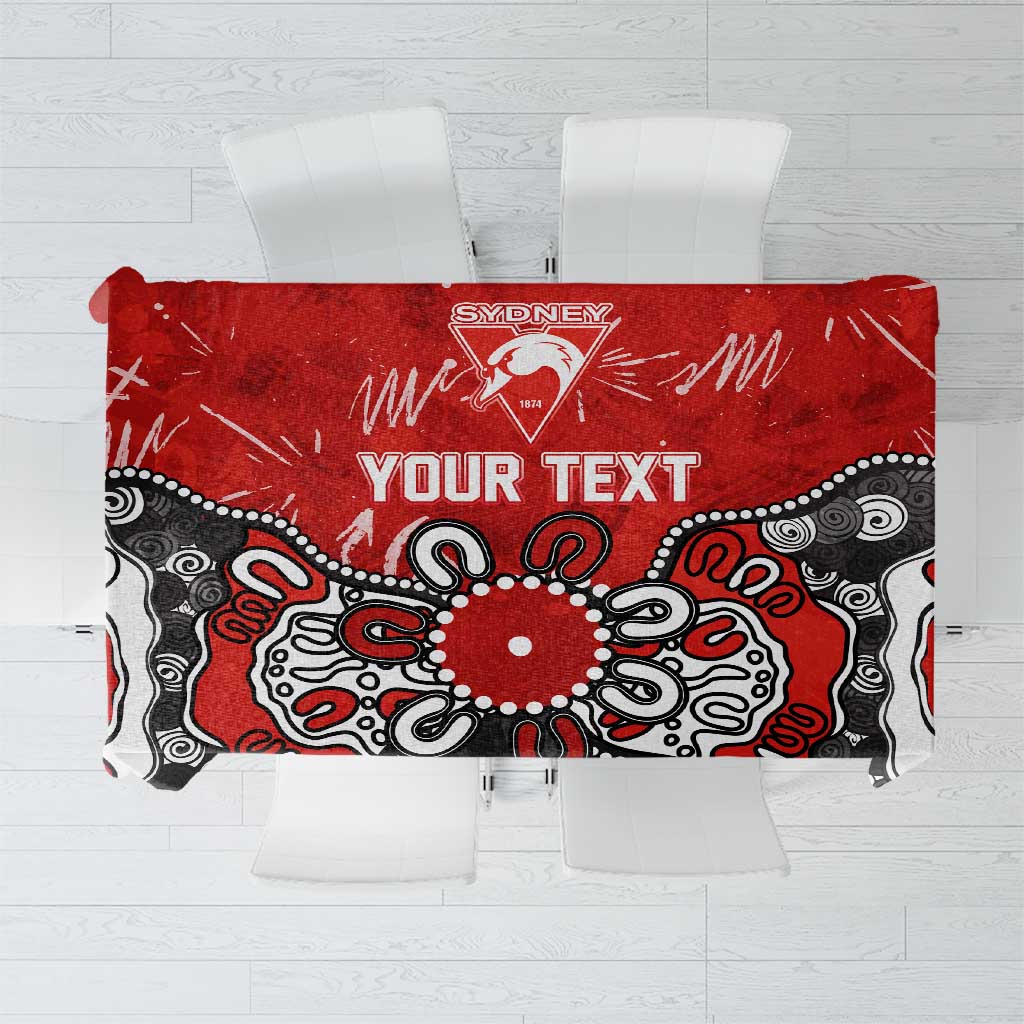 Personalized Sydney Swans Tablecloth Aboriginal Dot Painting Graffiti Style