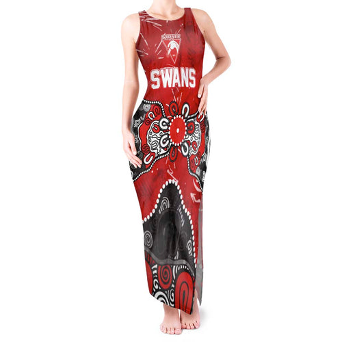 Personalized Sydney Swans Tank Maxi Dress Aboriginal Dot Painting Graffiti Style