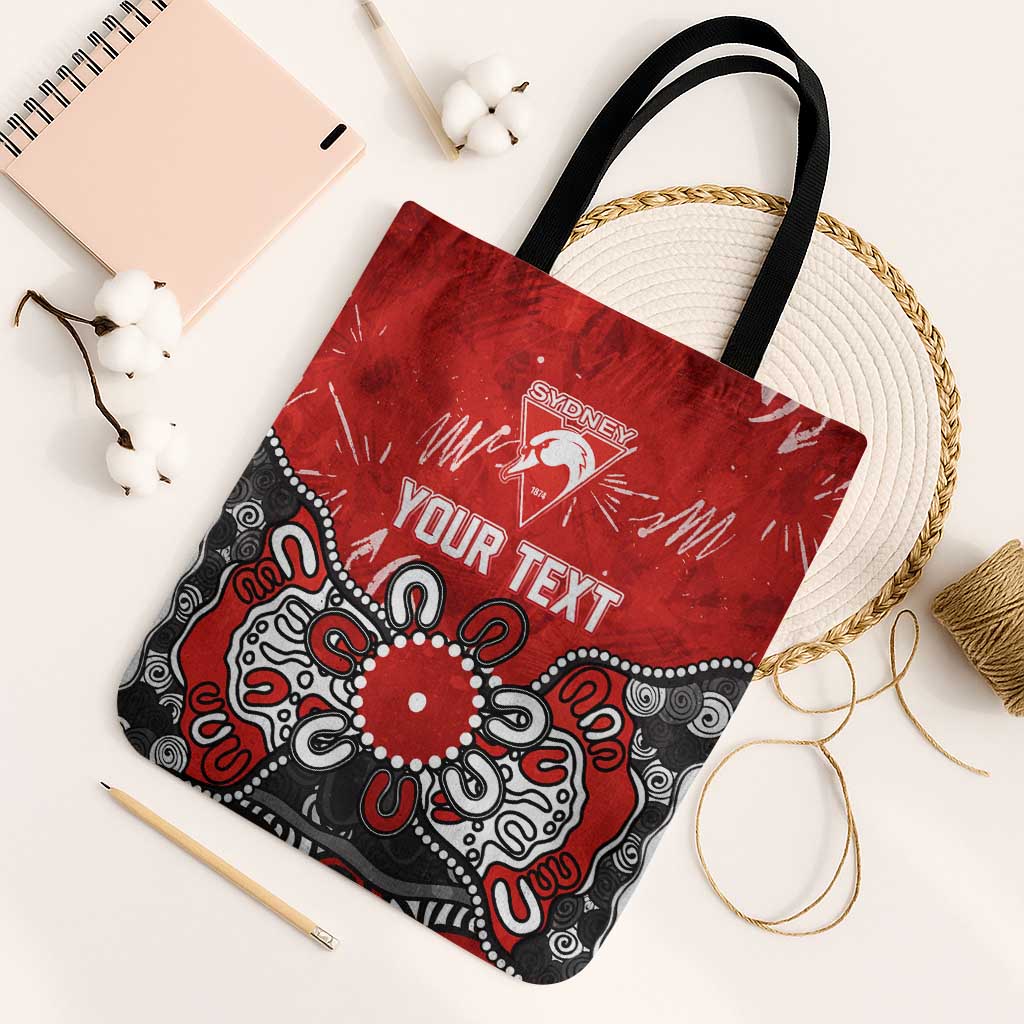 Personalized Sydney Swans Tote Bag Aboriginal Dot Painting Graffiti Style