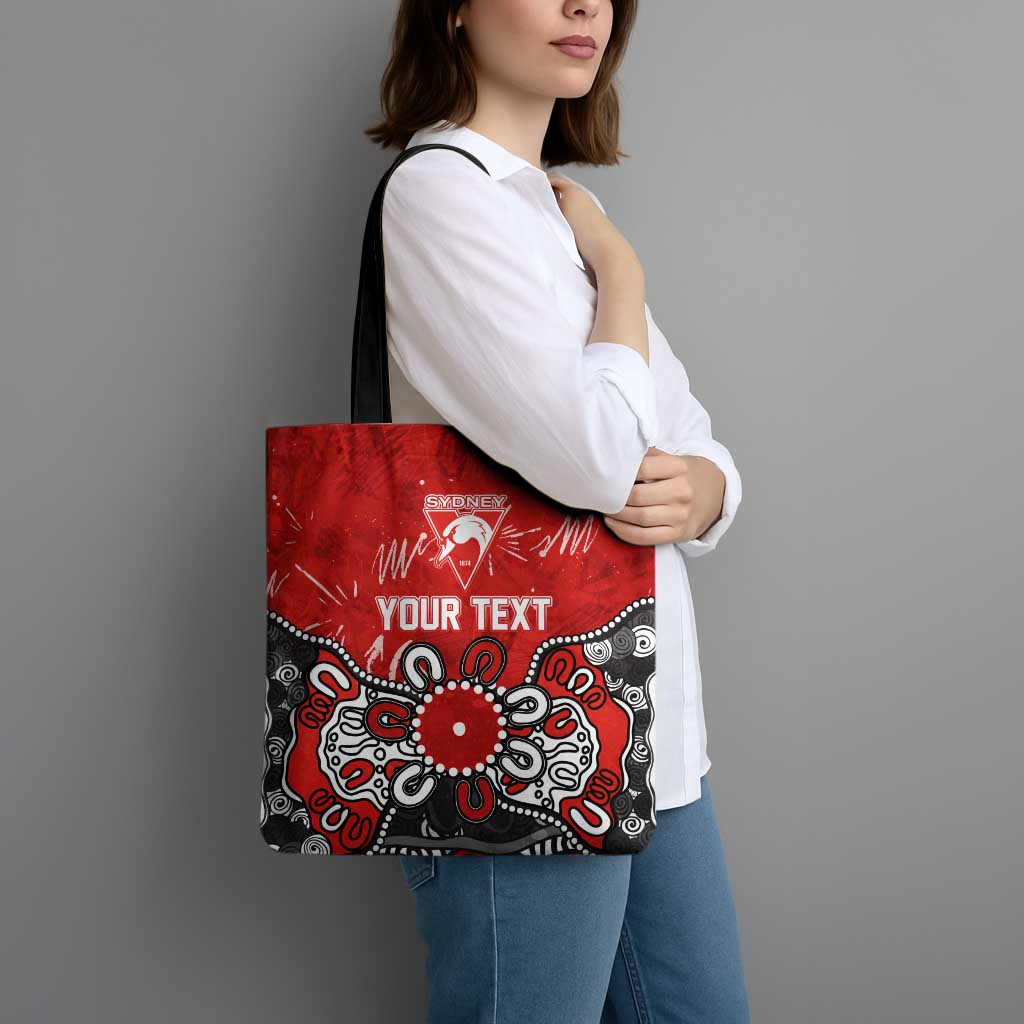Personalized Sydney Swans Tote Bag Aboriginal Dot Painting Graffiti Style