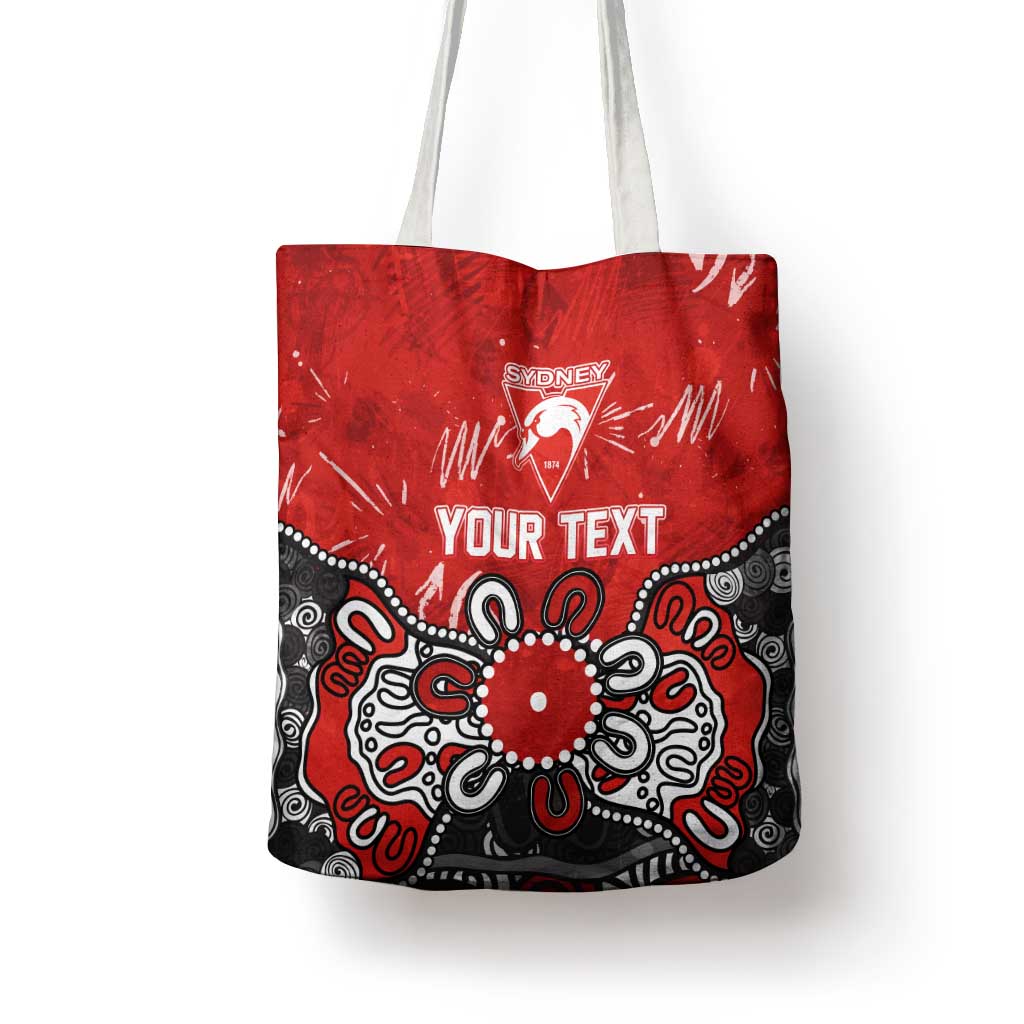 Personalized Sydney Swans Tote Bag Aboriginal Dot Painting Graffiti Style