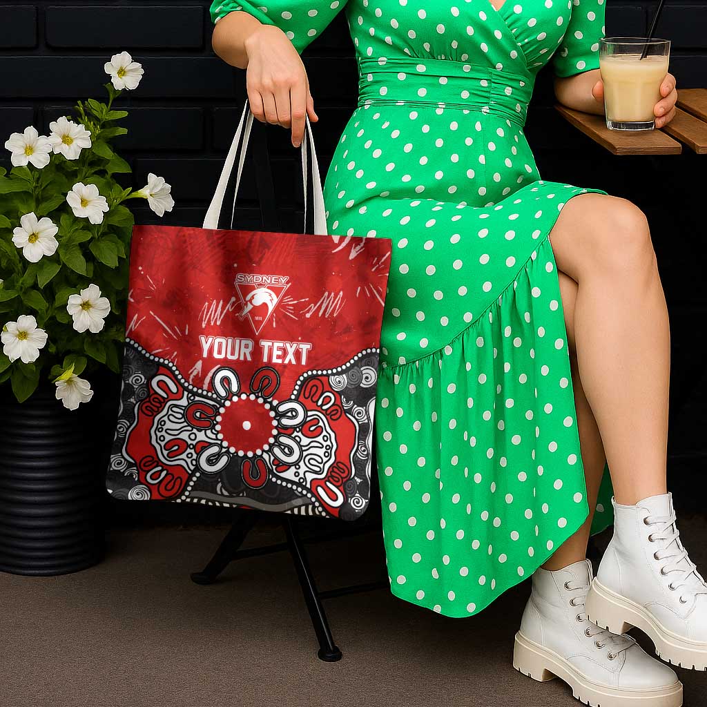 Personalized Sydney Swans Tote Bag Aboriginal Dot Painting Graffiti Style