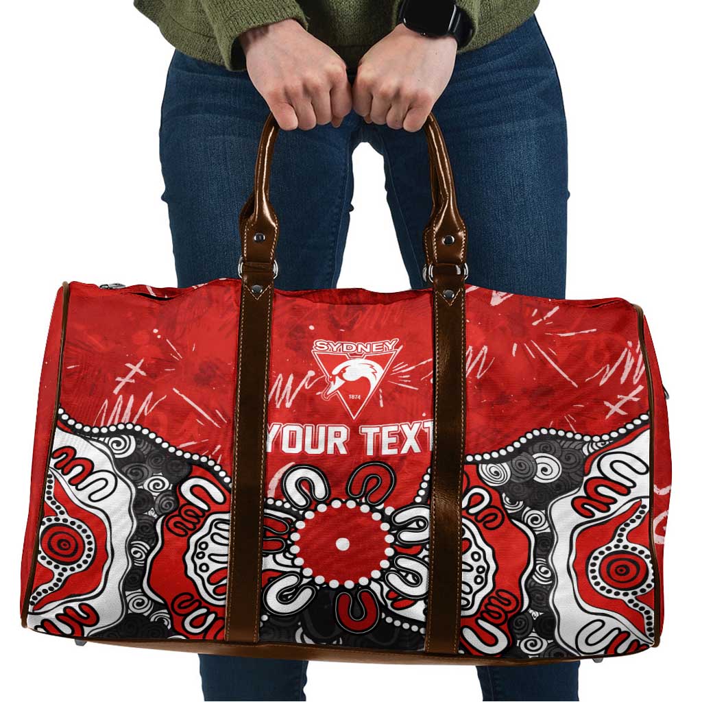 Personalized Sydney Swans Travel Bag Aboriginal Dot Painting Graffiti Style