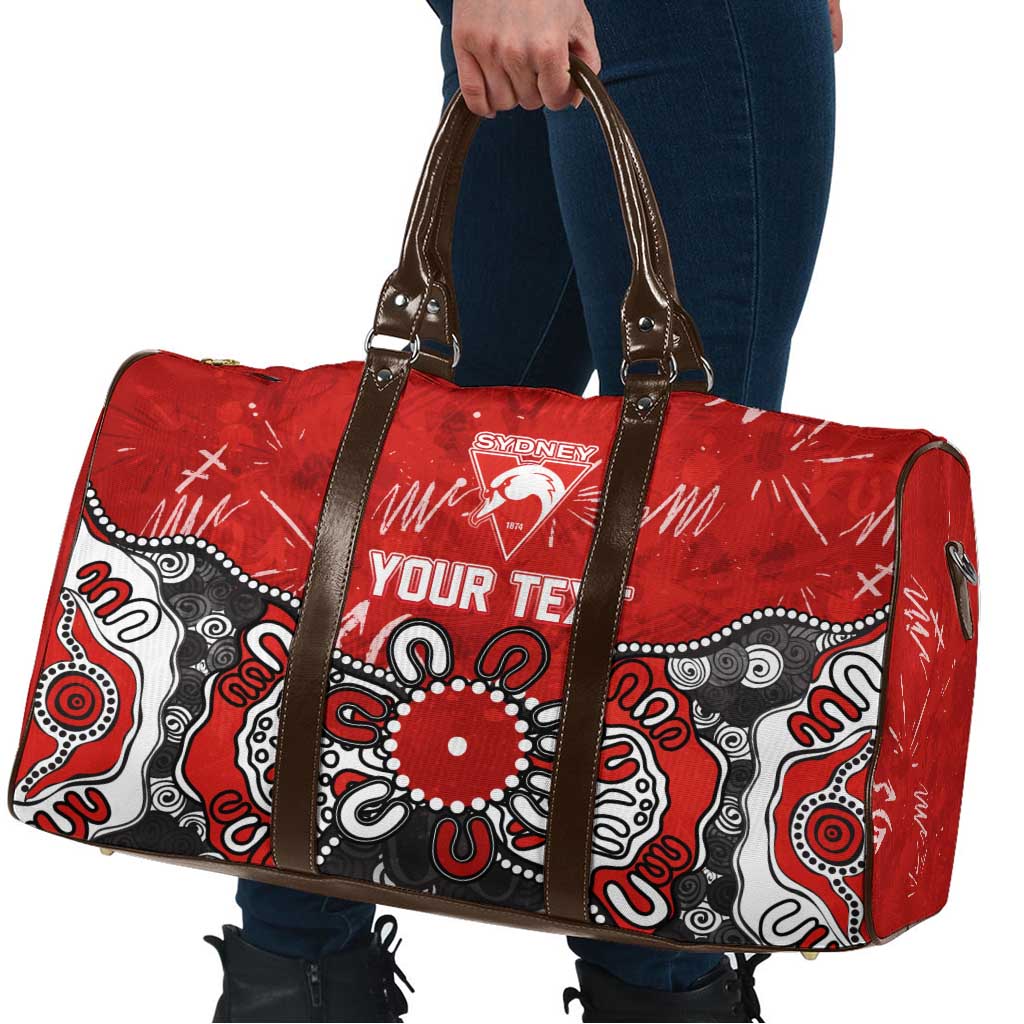 Personalized Sydney Swans Travel Bag Aboriginal Dot Painting Graffiti Style