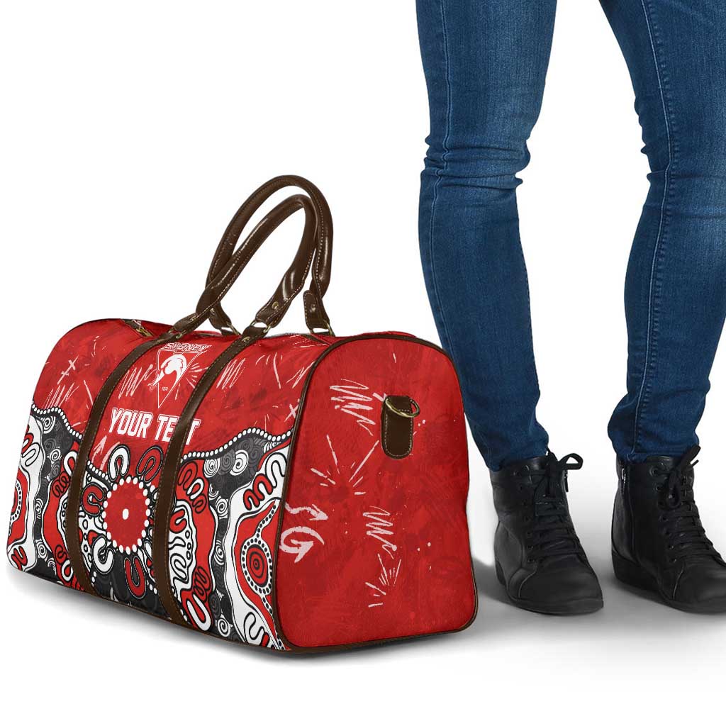 Personalized Sydney Swans Travel Bag Aboriginal Dot Painting Graffiti Style