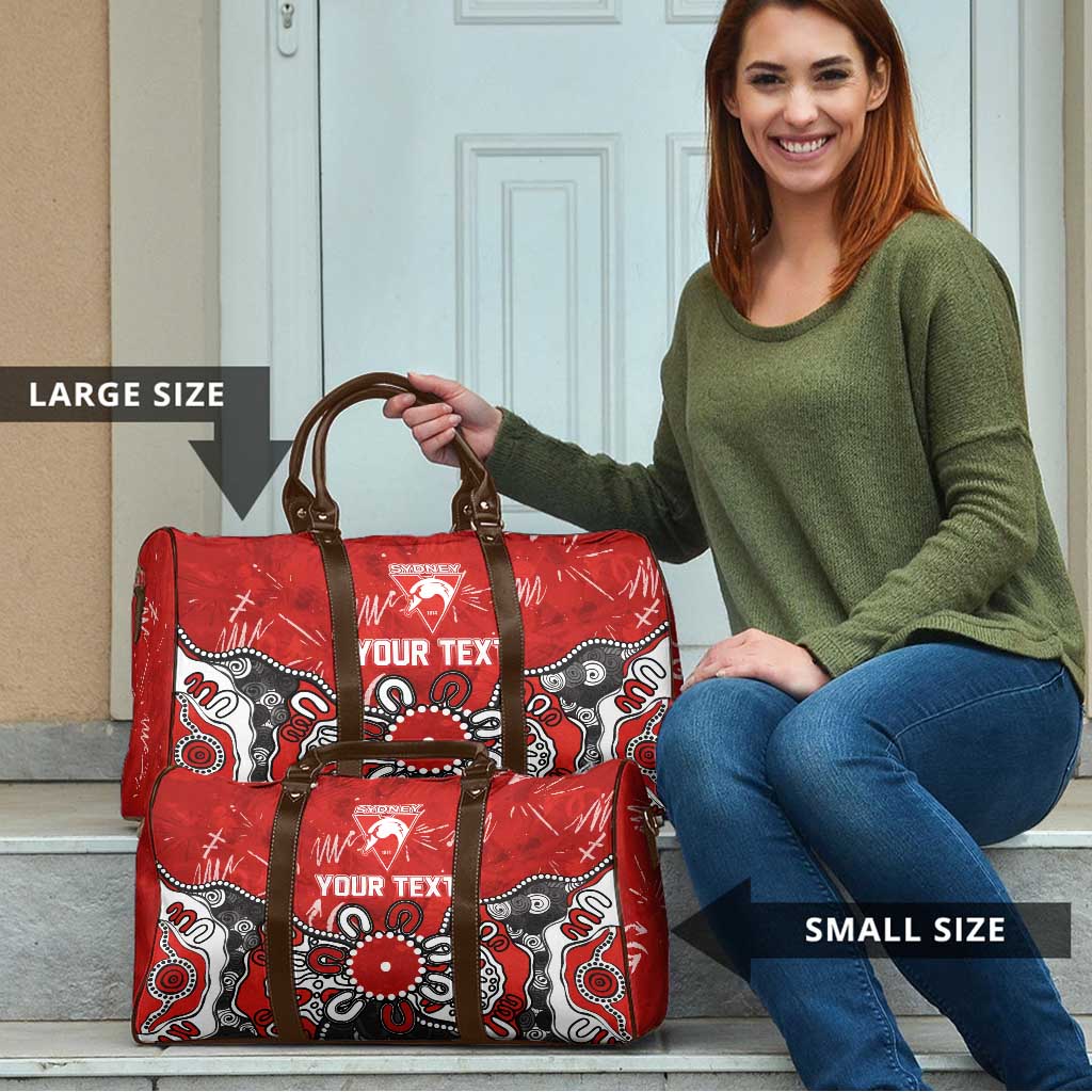 Personalized Sydney Swans Travel Bag Aboriginal Dot Painting Graffiti Style