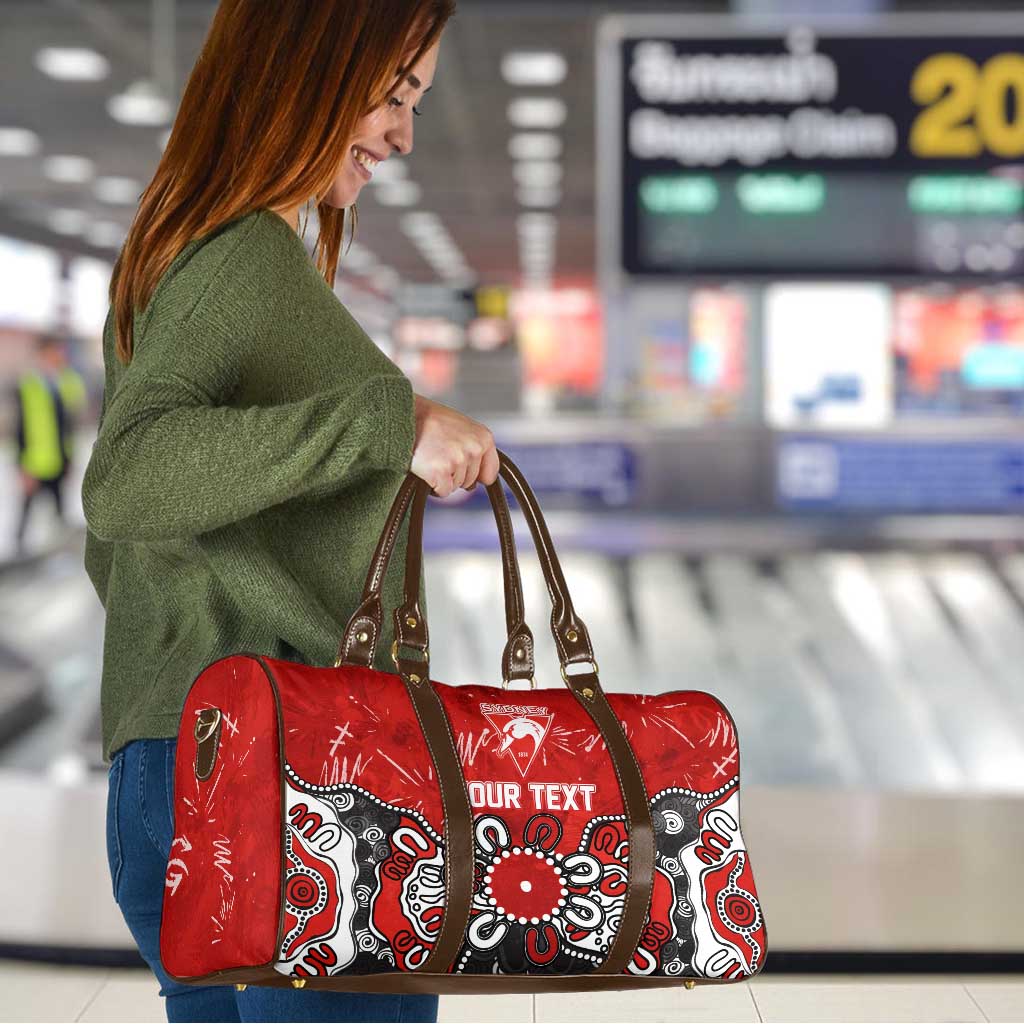Personalized Sydney Swans Travel Bag Aboriginal Dot Painting Graffiti Style