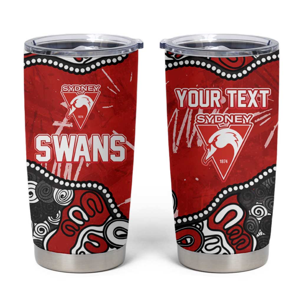 Personalized Sydney Swans Tumbler Cup Aboriginal Dot Painting Graffiti Style