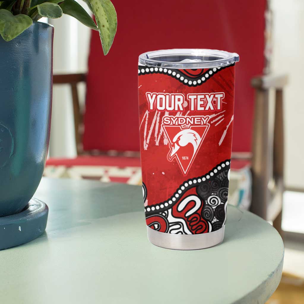 Personalized Sydney Swans Tumbler Cup Aboriginal Dot Painting Graffiti Style