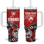 Personalized Sydney Swans Tumbler With Handle Aboriginal Dot Painting Graffiti Style
