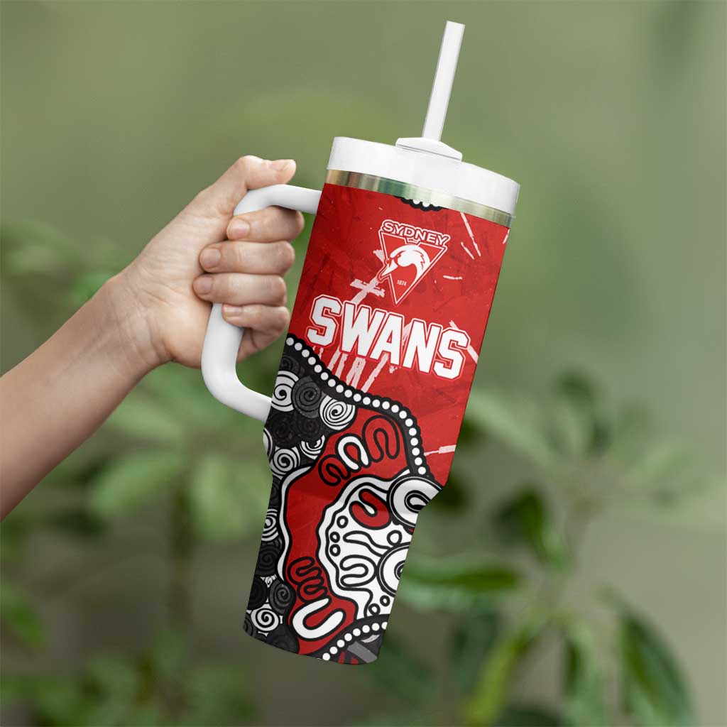 Personalized Sydney Swans Tumbler With Handle Aboriginal Dot Painting Graffiti Style