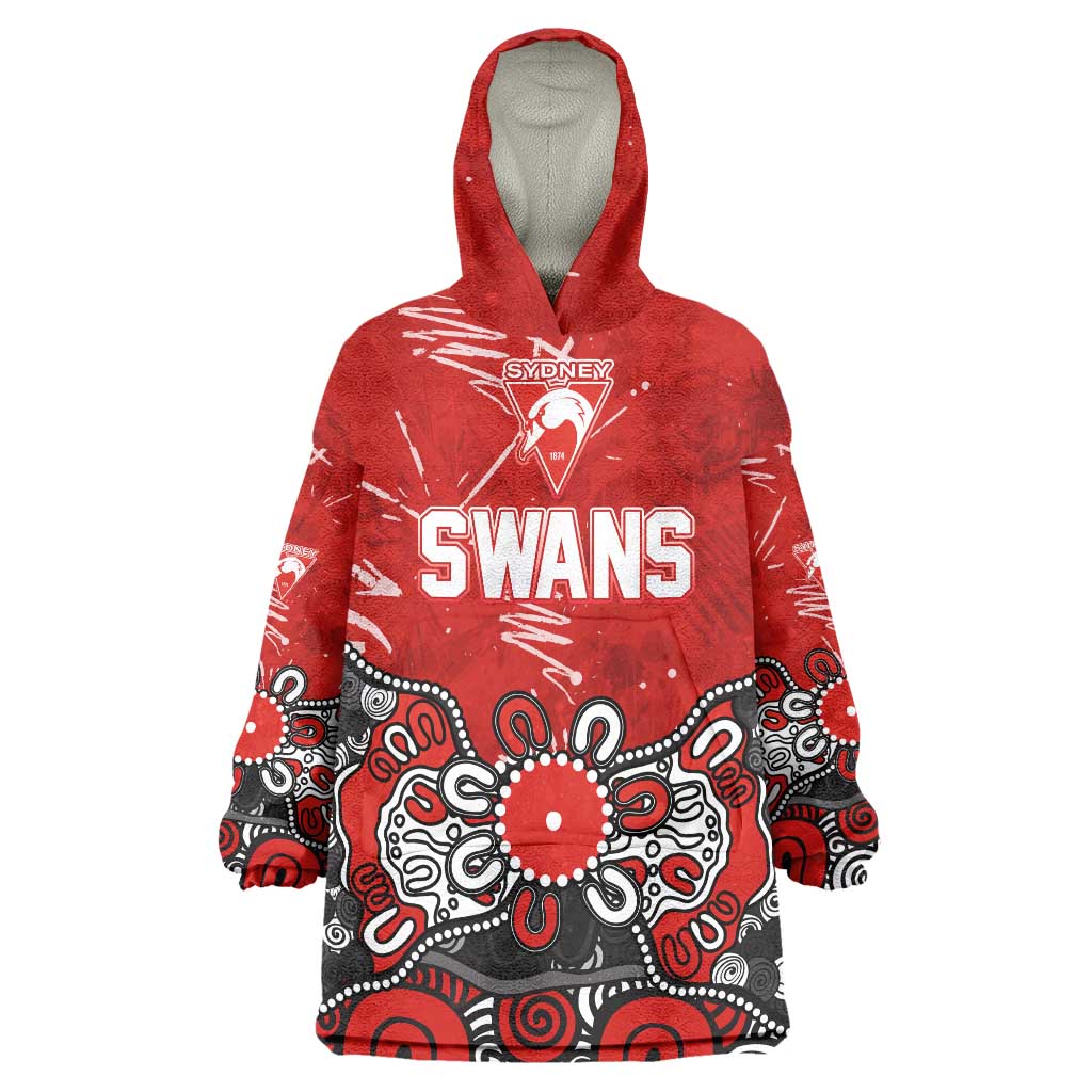 Personalized Sydney Swans Wearable Blanket Hoodie Aboriginal Dot Painting Graffiti Style
