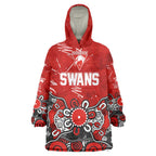 Personalized Sydney Swans Wearable Blanket Hoodie Aboriginal Dot Painting Graffiti Style