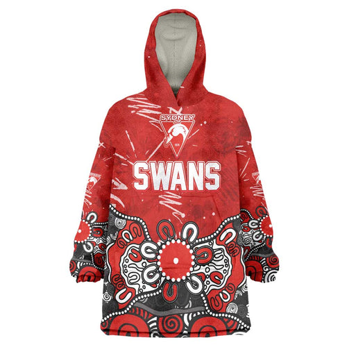 Personalized Sydney Swans Wearable Blanket Hoodie Aboriginal Dot Painting Graffiti Style