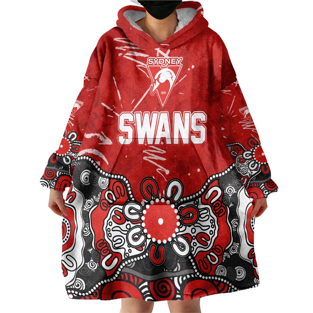 Personalized Sydney Swans Wearable Blanket Hoodie Aboriginal Dot Painting Graffiti Style