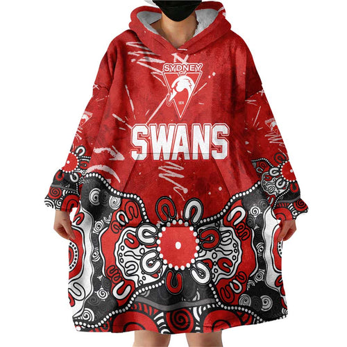 Personalized Sydney Swans Wearable Blanket Hoodie Aboriginal Dot Painting Graffiti Style