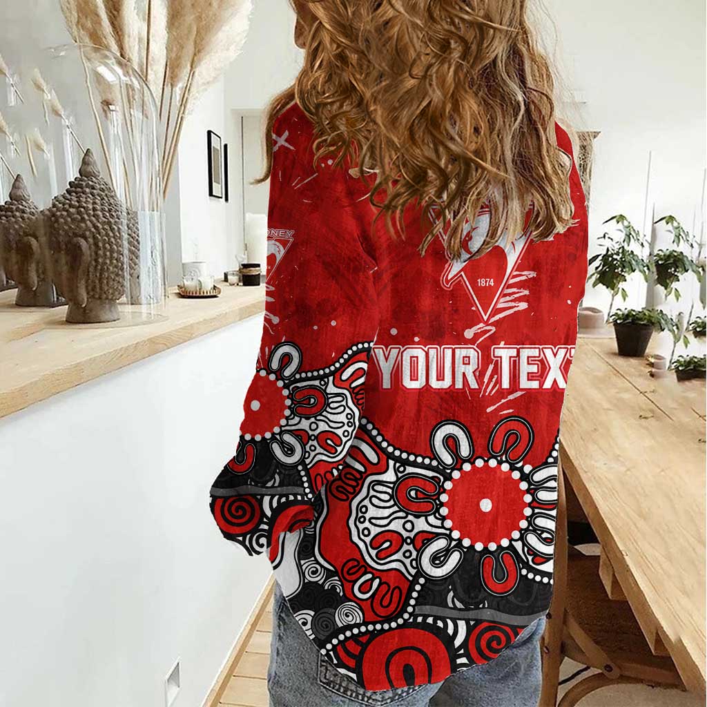 Personalized Sydney Swans Women Casual Shirt Aboriginal Dot Painting Graffiti Style