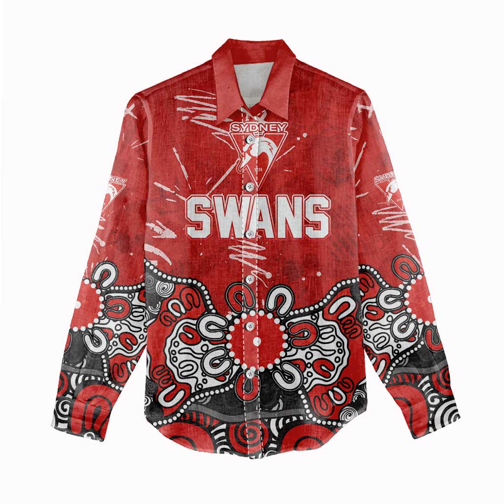 Personalized Sydney Swans Women Casual Shirt Aboriginal Dot Painting Graffiti Style