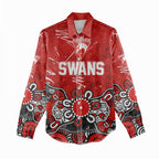 Personalized Sydney Swans Women Casual Shirt Aboriginal Dot Painting Graffiti Style