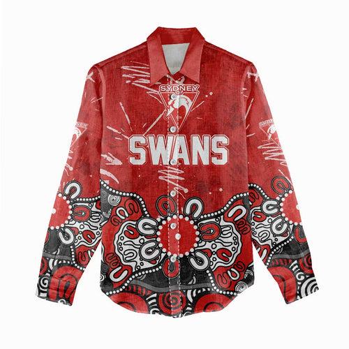 Personalized Sydney Swans Women Casual Shirt Aboriginal Dot Painting Graffiti Style