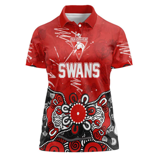 Personalized Sydney Swans Women Polo Shirt Aboriginal Dot Painting Graffiti Style