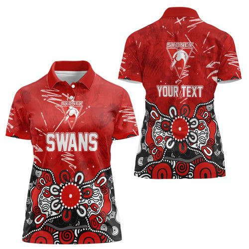 Personalized Sydney Swans Women Polo Shirt Aboriginal Dot Painting Graffiti Style