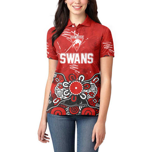 Personalized Sydney Swans Women Polo Shirt Aboriginal Dot Painting Graffiti Style