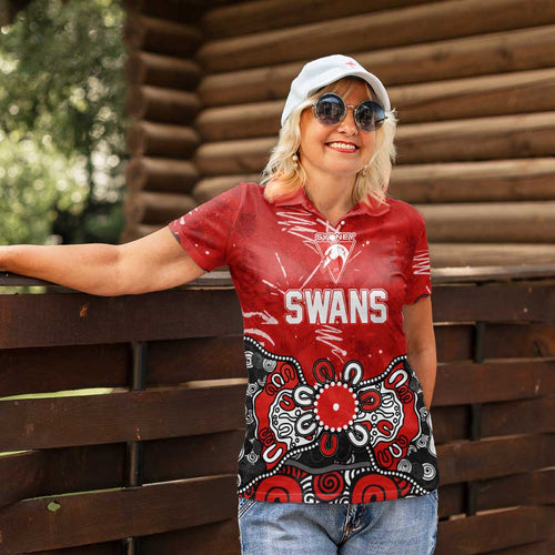 Personalized Sydney Swans Women Polo Shirt Aboriginal Dot Painting Graffiti Style
