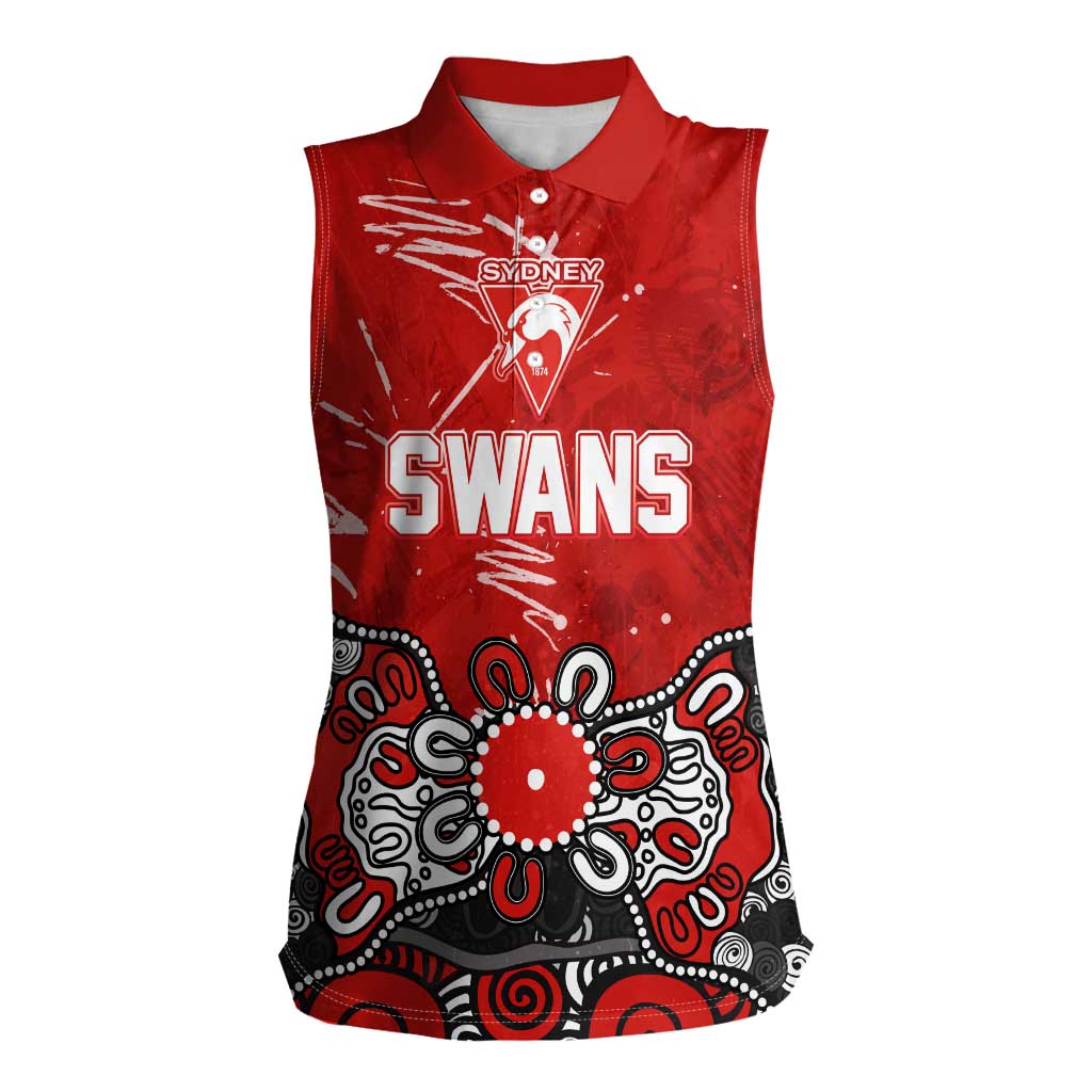 Personalized Sydney Swans Women Sleeveless Polo Shirt Aboriginal Dot Painting Graffiti Style