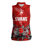 Personalized Sydney Swans Women Sleeveless Polo Shirt Aboriginal Dot Painting Graffiti Style