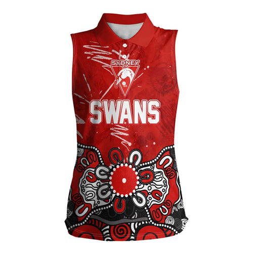 Personalized Sydney Swans Women Sleeveless Polo Shirt Aboriginal Dot Painting Graffiti Style