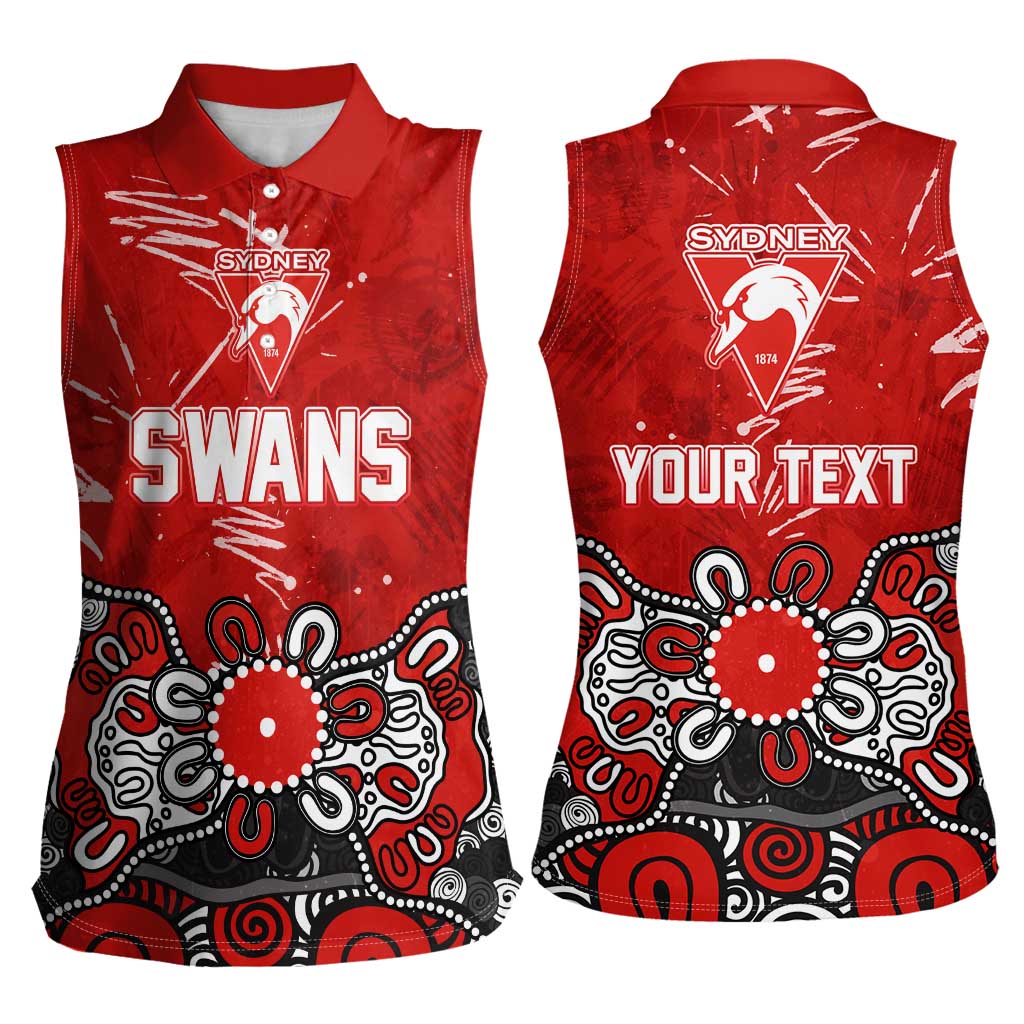 Personalized Sydney Swans Women Sleeveless Polo Shirt Aboriginal Dot Painting Graffiti Style