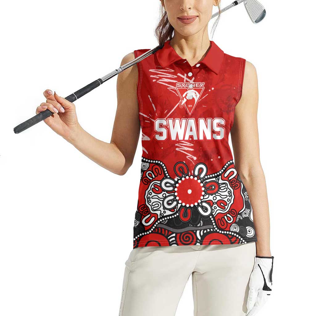 Personalized Sydney Swans Women Sleeveless Polo Shirt Aboriginal Dot Painting Graffiti Style