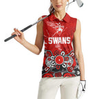 Personalized Sydney Swans Women Sleeveless Polo Shirt Aboriginal Dot Painting Graffiti Style