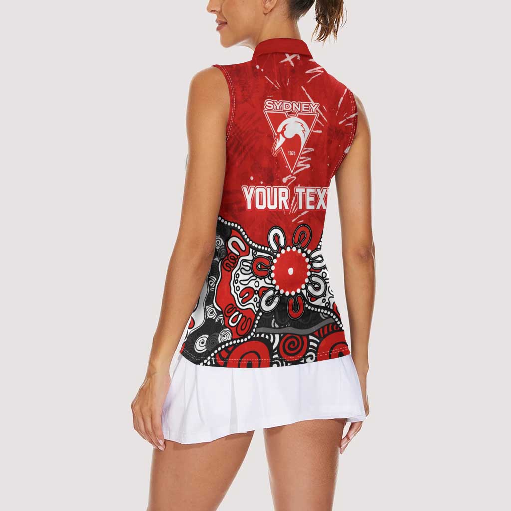 Personalized Sydney Swans Women Sleeveless Polo Shirt Aboriginal Dot Painting Graffiti Style