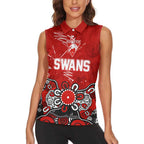 Personalized Sydney Swans Women Sleeveless Polo Shirt Aboriginal Dot Painting Graffiti Style