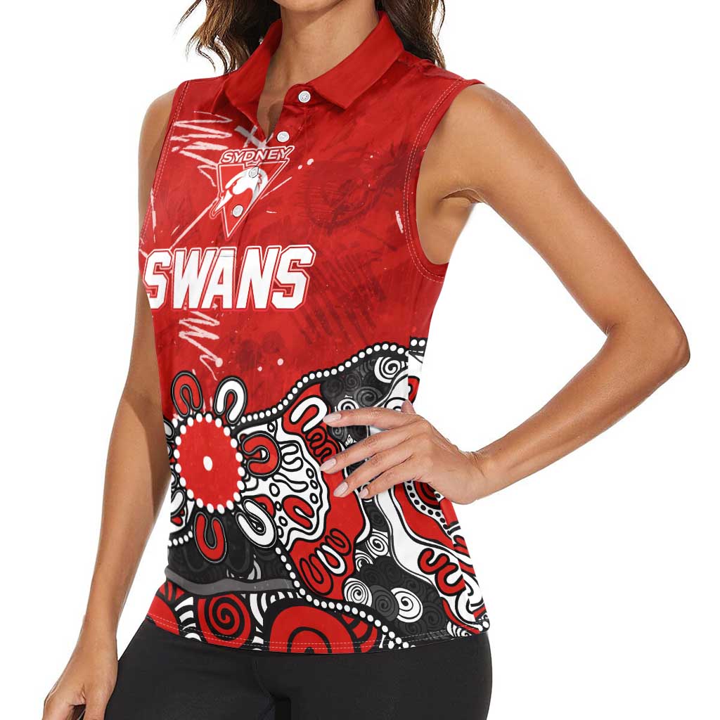 Personalized Sydney Swans Women Sleeveless Polo Shirt Aboriginal Dot Painting Graffiti Style