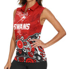 Personalized Sydney Swans Women Sleeveless Polo Shirt Aboriginal Dot Painting Graffiti Style
