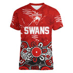Personalized Sydney Swans Women V-Neck T-Shirt Aboriginal Dot Painting Graffiti Style
