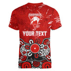 Personalized Sydney Swans Women V-Neck T-Shirt Aboriginal Dot Painting Graffiti Style