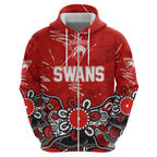 Personalized Sydney Swans Zip Hoodie Aboriginal Dot Painting Graffiti Style