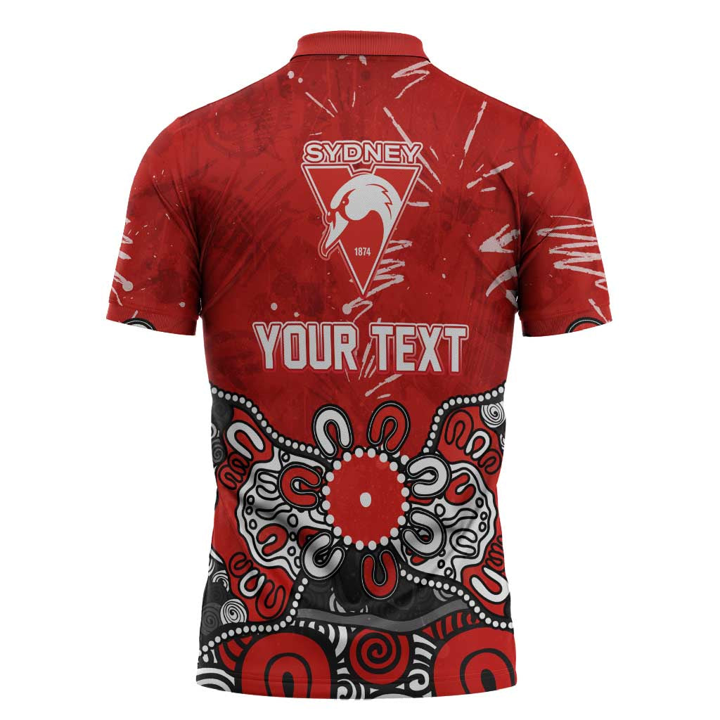 Personalized Sydney Swans Zipper Polo Shirt Aboriginal Dot Painting Graffiti Style