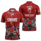 Personalized Sydney Swans Zipper Polo Shirt Aboriginal Dot Painting Graffiti Style