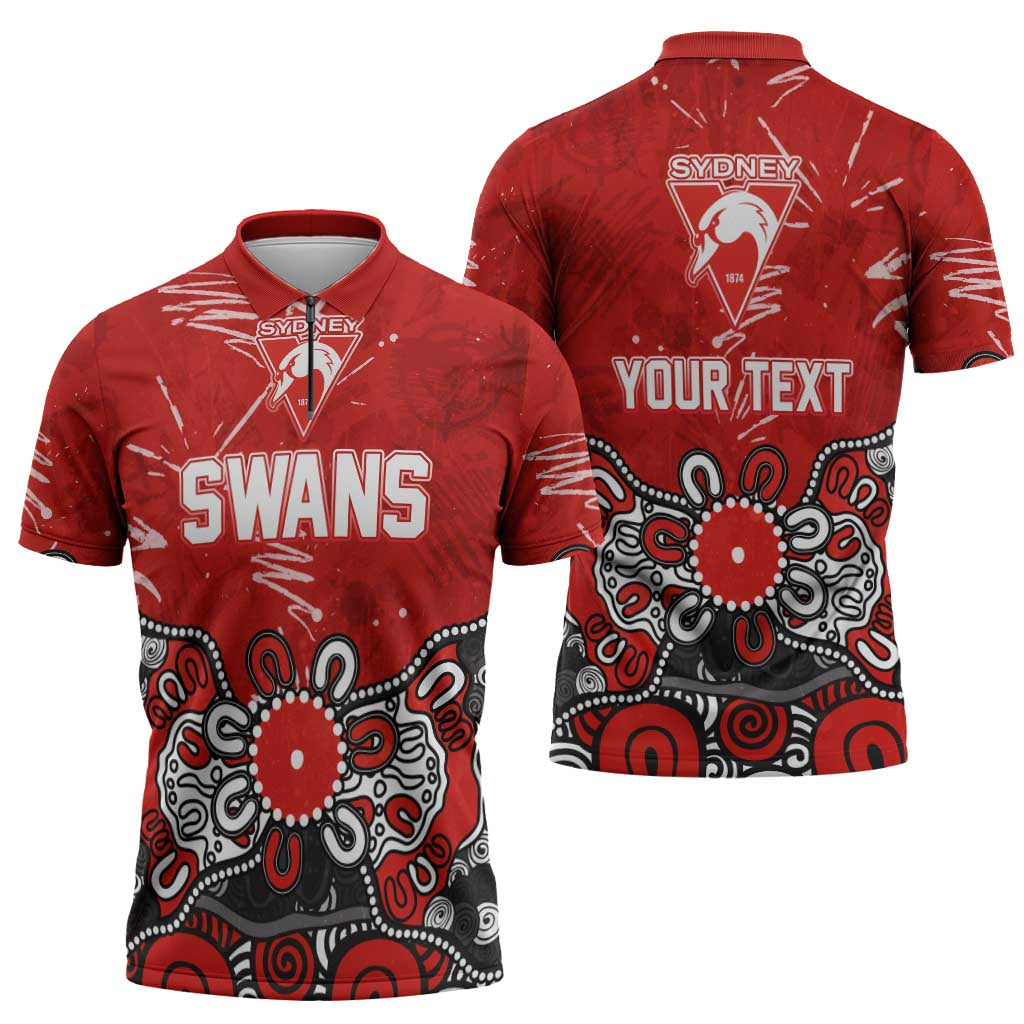 Personalized Sydney Swans Zipper Polo Shirt Aboriginal Dot Painting Graffiti Style