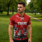 Personalized Sydney Swans Zipper Polo Shirt Aboriginal Dot Painting Graffiti Style